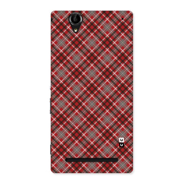 Textile Check Pattern Back Case for Sony Xperia T2
