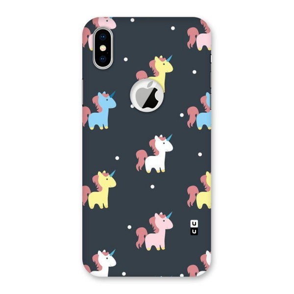 Unicorn Pattern Back Case for iPhone XS Logo Cut