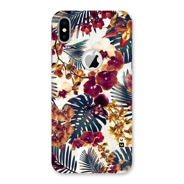 Vintage Rustic Flowers Back Case for iPhone X Logo Cut
