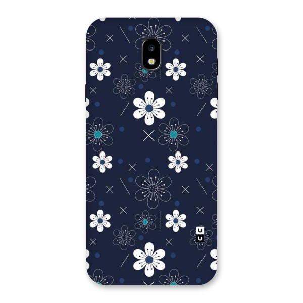 White Floral Shapes Back Case for Galaxy J7 Pro