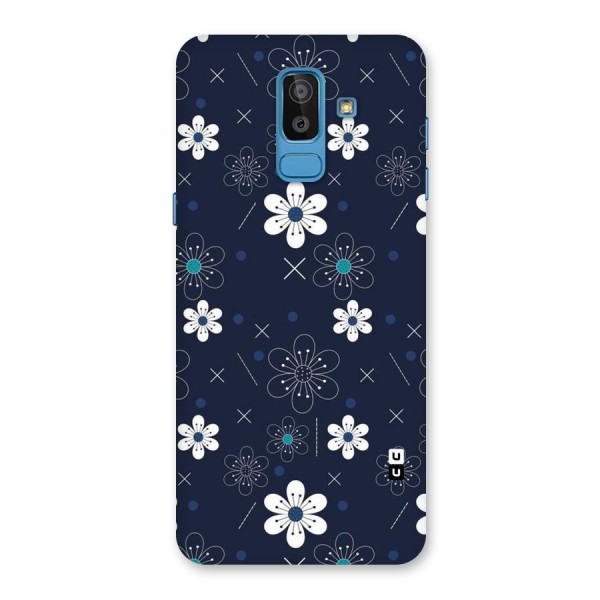 White Floral Shapes Back Case for Galaxy J8