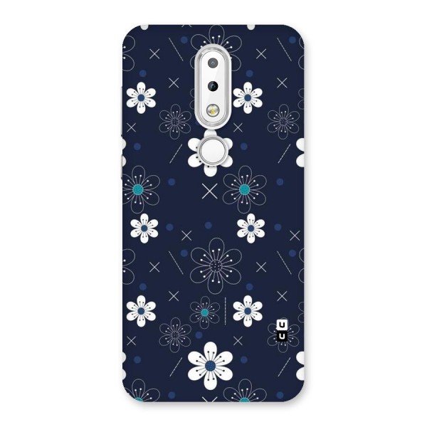 White Floral Shapes Back Case for Nokia 6.1 Plus