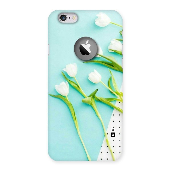 White Tulips Back Case for iPhone 6 Logo Cut