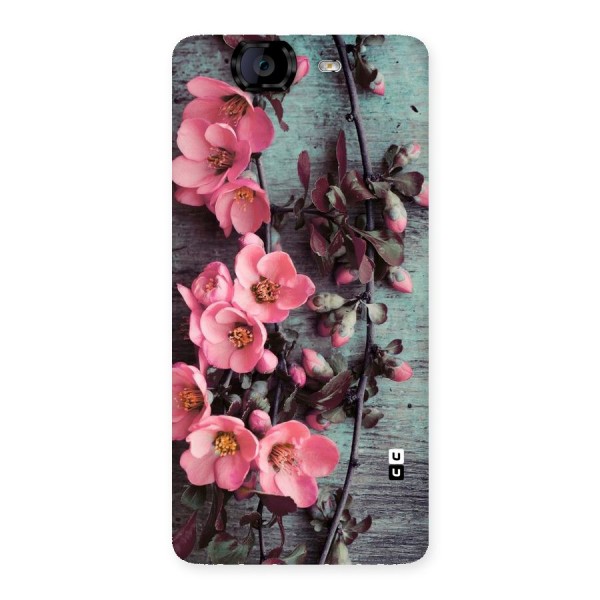 Wooden Floral Pink Back Case for Canvas Knight A350
