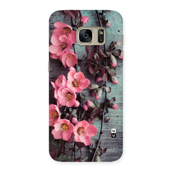 Wooden Floral Pink Back Case for Galaxy S7