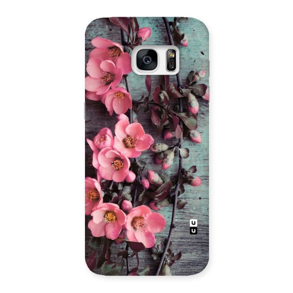 Wooden Floral Pink Back Case for Galaxy S7 Edge