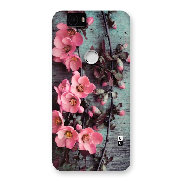 Wooden Floral Pink Back Case for Google Nexus-6P