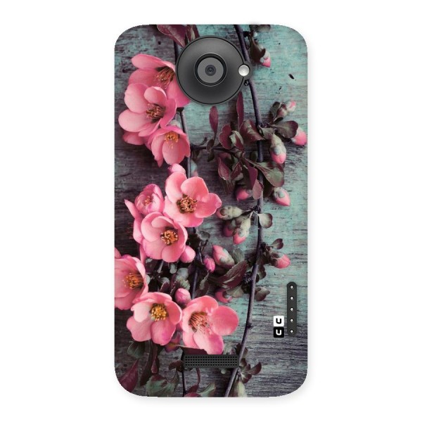 Wooden Floral Pink Back Case for HTC One X