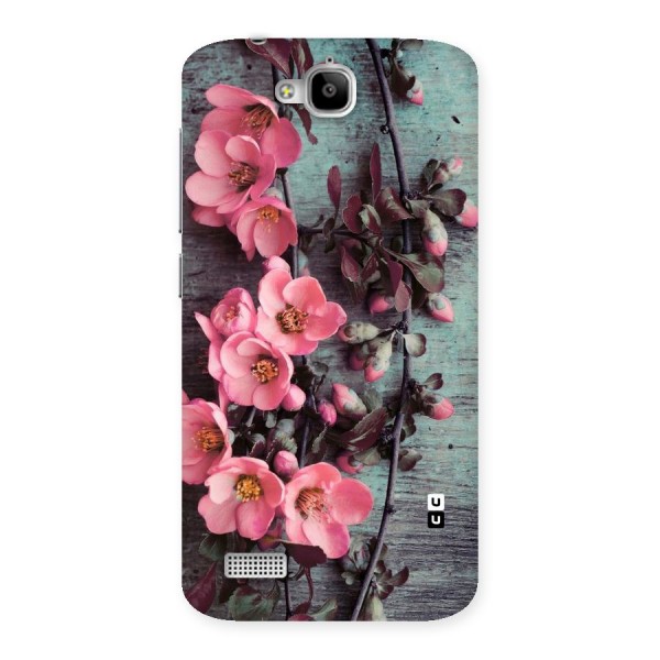 Wooden Floral Pink Back Case for Honor Holly