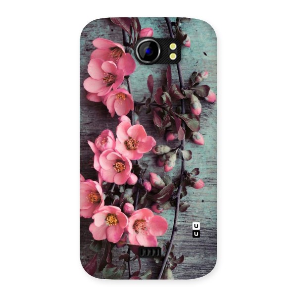 Wooden Floral Pink Back Case for Micromax Canvas 2 A110