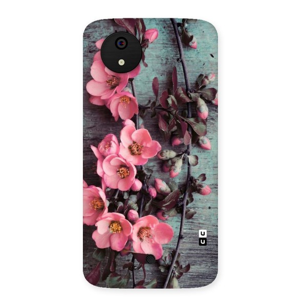 Wooden Floral Pink Back Case for Micromax Canvas A1