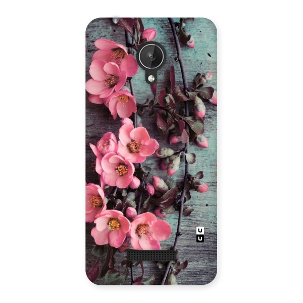 Wooden Floral Pink Back Case for Micromax Canvas Spark Q380