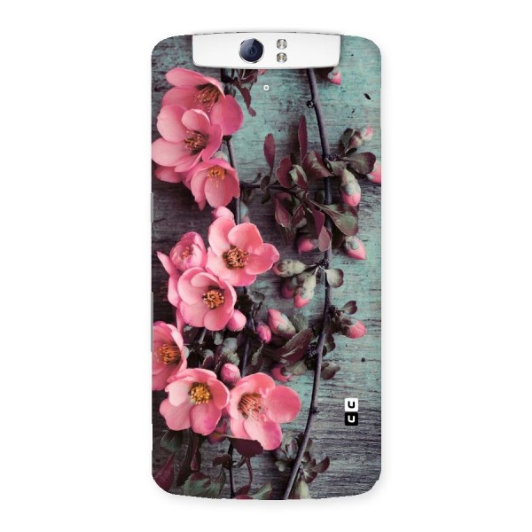 Wooden Floral Pink Back Case for Oppo N1