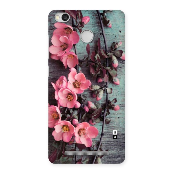 Wooden Floral Pink Back Case for Redmi 3S Prime
