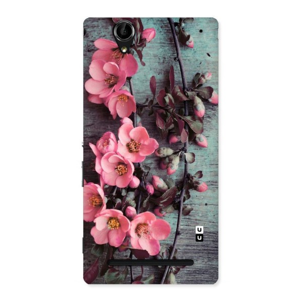 Wooden Floral Pink Back Case for Sony Xperia T2