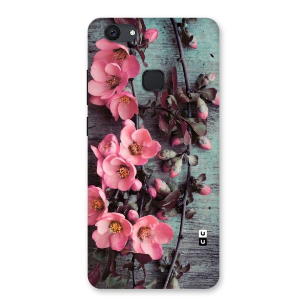 Wooden Floral Pink Back Case for Vivo V7 Plus