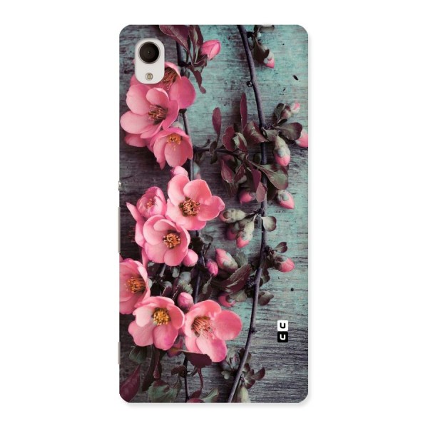 Wooden Floral Pink Back Case for Xperia M4 Aqua