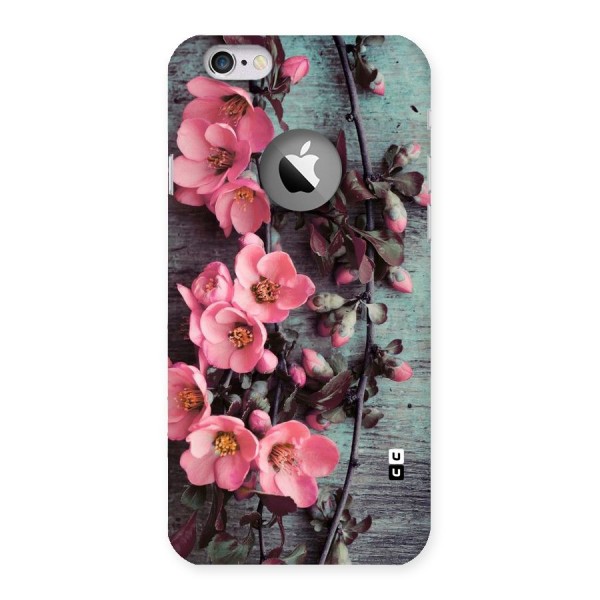 Wooden Floral Pink Back Case for iPhone 6 Logo Cut