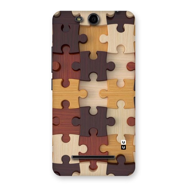 Wooden Puzzle (Printed) Back Case for Micromax Canvas Juice 3 Q392