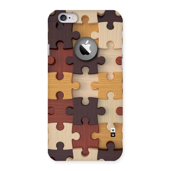 Wooden Puzzle (Printed) Back Case for iPhone 6 Logo Cut