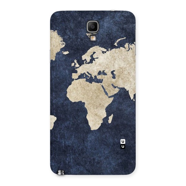 World Map Blue Gold Back Case for Galaxy Note 3 Neo