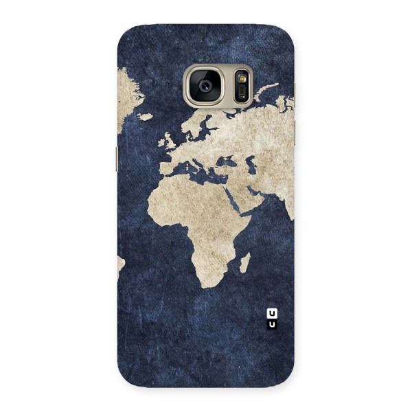 World Map Blue Gold Back Case for Galaxy S7