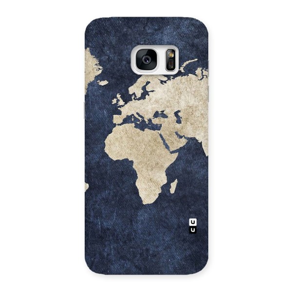 World Map Blue Gold Back Case for Galaxy S7 Edge