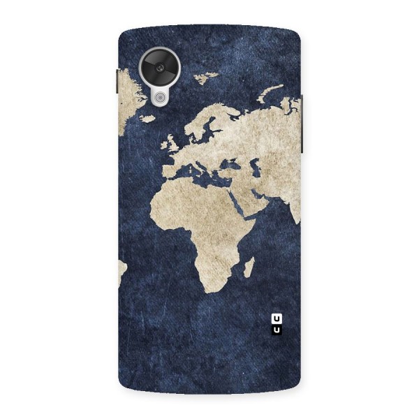 World Map Blue Gold Back Case for Google Nexsus 5