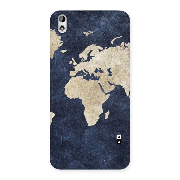World Map Blue Gold Back Case for HTC Desire 816g