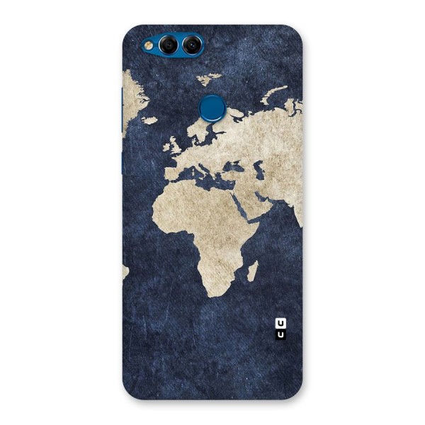 World Map Blue Gold Back Case for Honor 7X