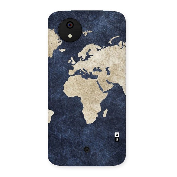 World Map Blue Gold Back Case for Micromax Canvas A1