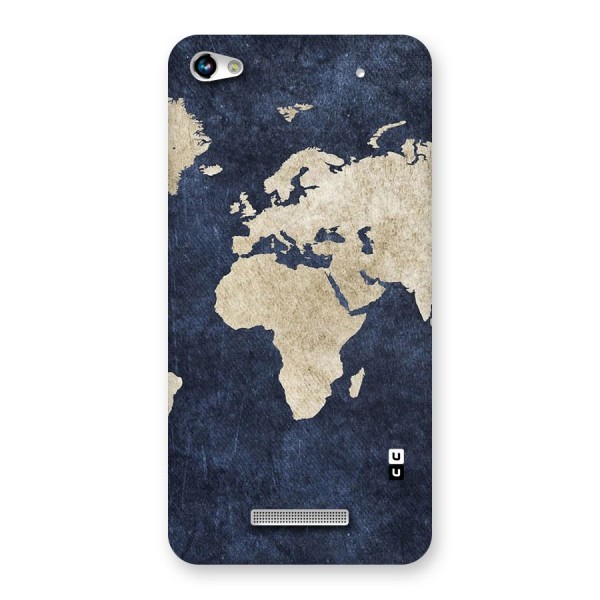 World Map Blue Gold Back Case for Micromax Hue 2
