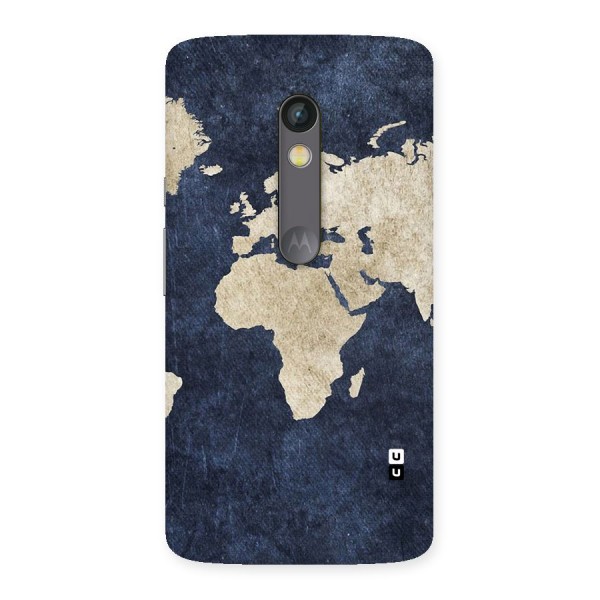 World Map Blue Gold Back Case for Moto X Play