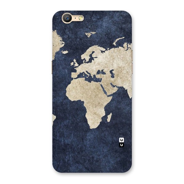 World Map Blue Gold Back Case for Oppo A57