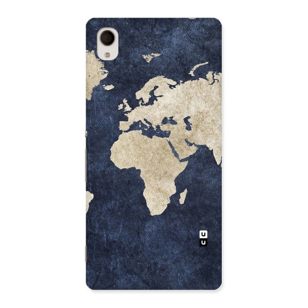 World Map Blue Gold Back Case for Sony Xperia M4