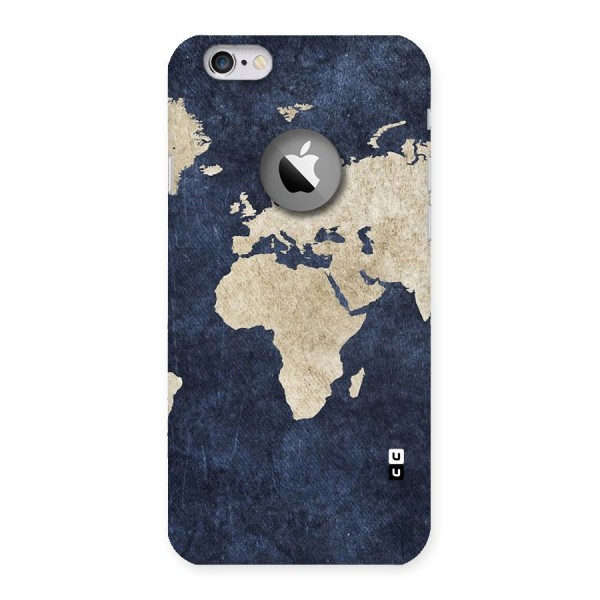 World Map Blue Gold Back Case for iPhone 6 Logo Cut