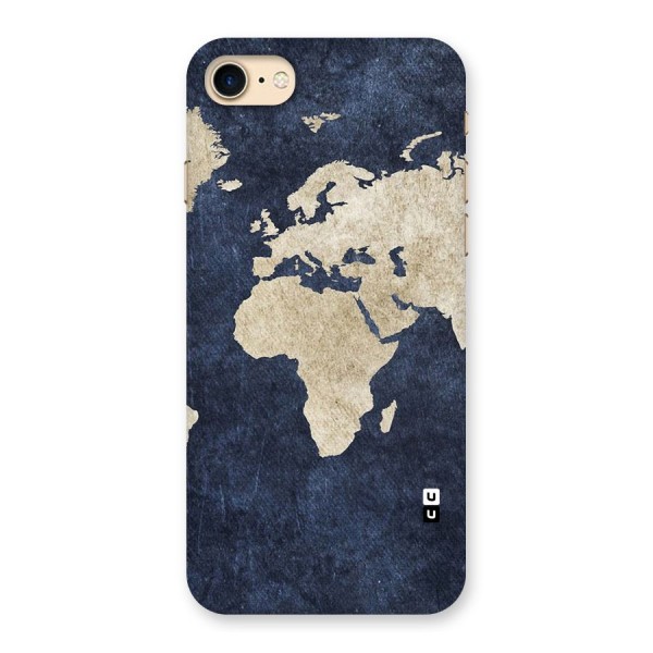 World Map Blue Gold Back Case for iPhone 7