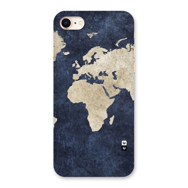 World Map Blue Gold Back Case for iPhone 8