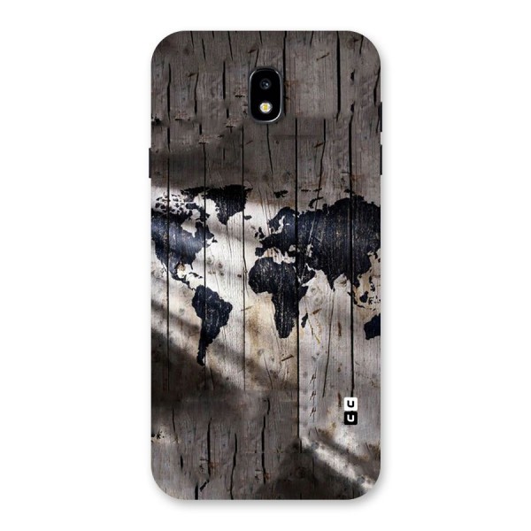 World Map Wood Design Back Case for Galaxy J7 Pro