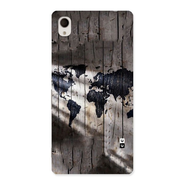World Map Wood Design Back Case for Sony Xperia M4