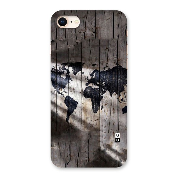 World Map Wood Design Back Case for iPhone 8