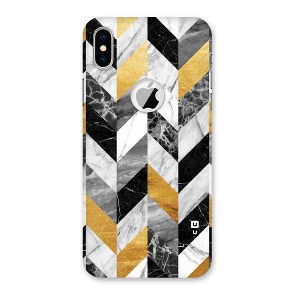 Yellow Grey Marble Back Case for iPhone X Logo Cut