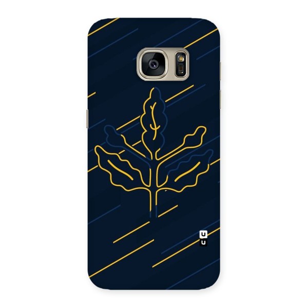 Yellow Leaf Line Back Case for Galaxy S7