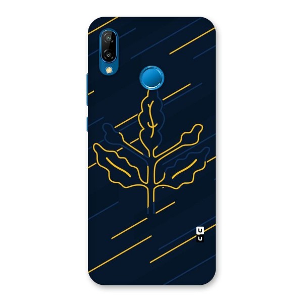 Yellow Leaf Line Back Case for Huawei P20 Lite