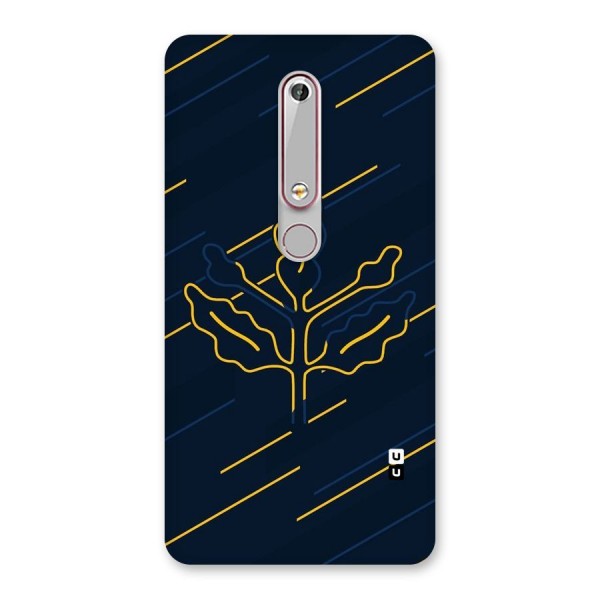 Yellow Leaf Line Back Case for Nokia 6.1