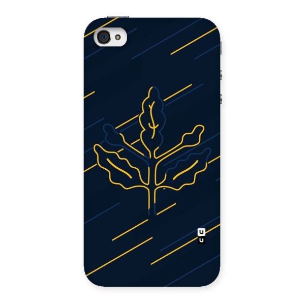 Yellow Leaf Line Back Case for iPhone 4 4s