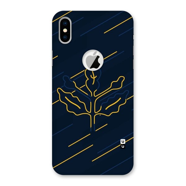 Yellow Leaf Line Back Case for iPhone XS Logo Cut
