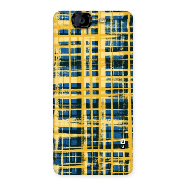 Yellow Rugged Check Design Back Case for Canvas Knight A350
