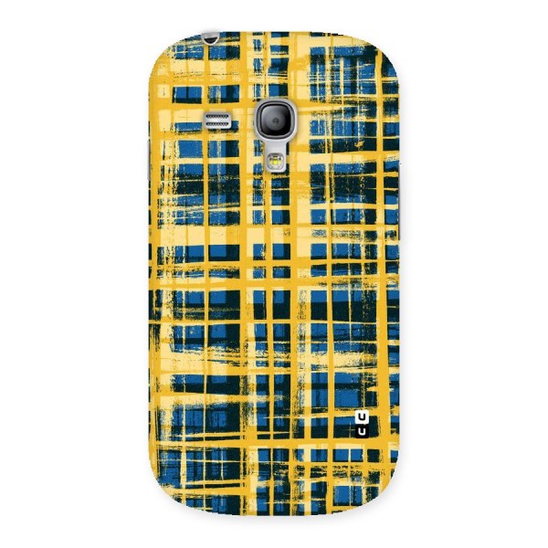 Yellow Rugged Check Design Back Case for Galaxy S3 Mini