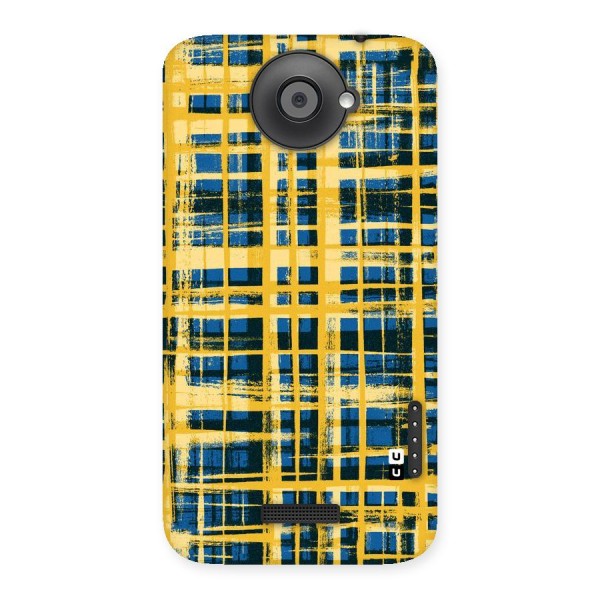 Yellow Rugged Check Design Back Case for HTC One X